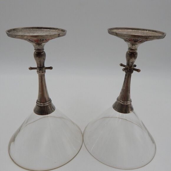 Roulette Wheel Martini Glassware Glasses Pair Godinger Silver Art Company - Picture 14 of 14